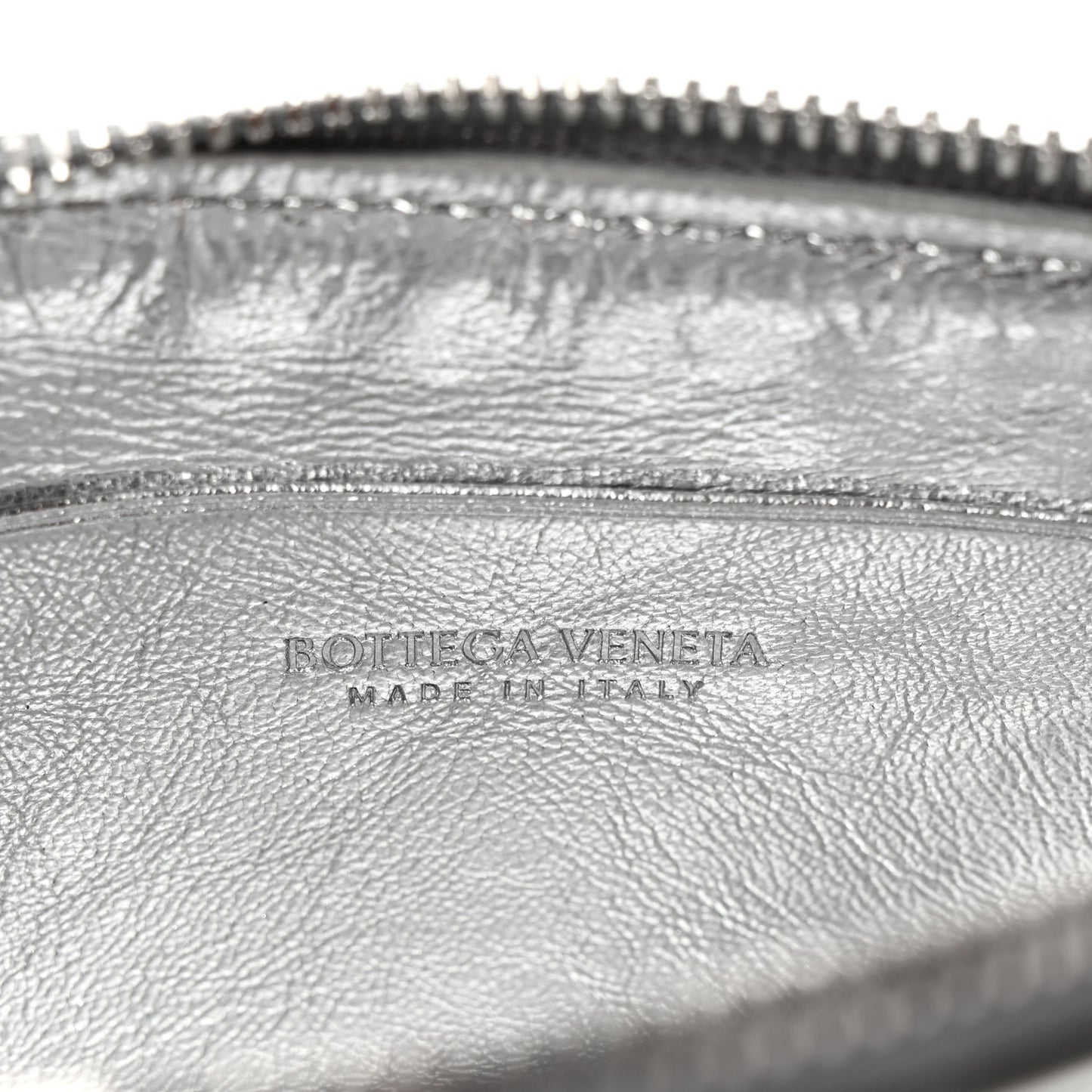 Mirror Laminated Nappa Intrecciato Beauty Pouch Silver