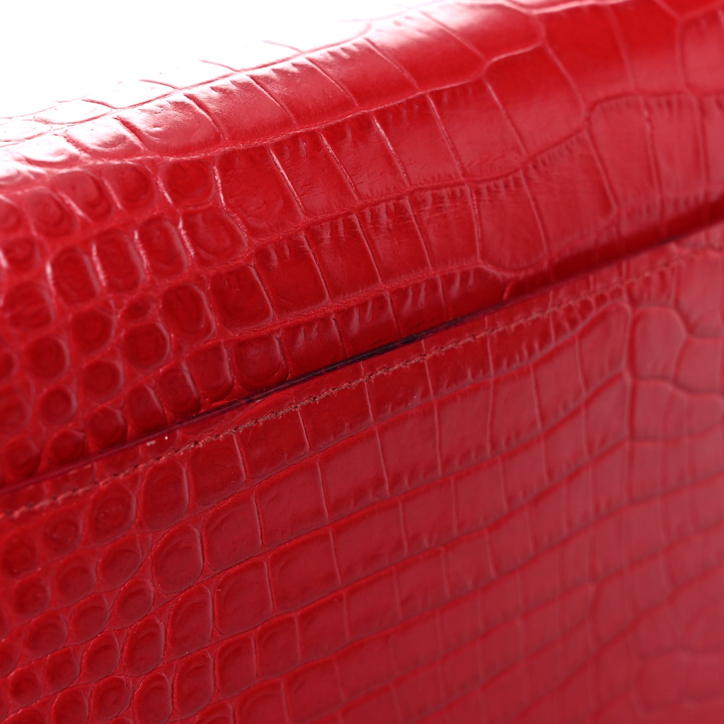 Calfskin Crocodile Embossed Medium Monogram Sunset Rouge Eros