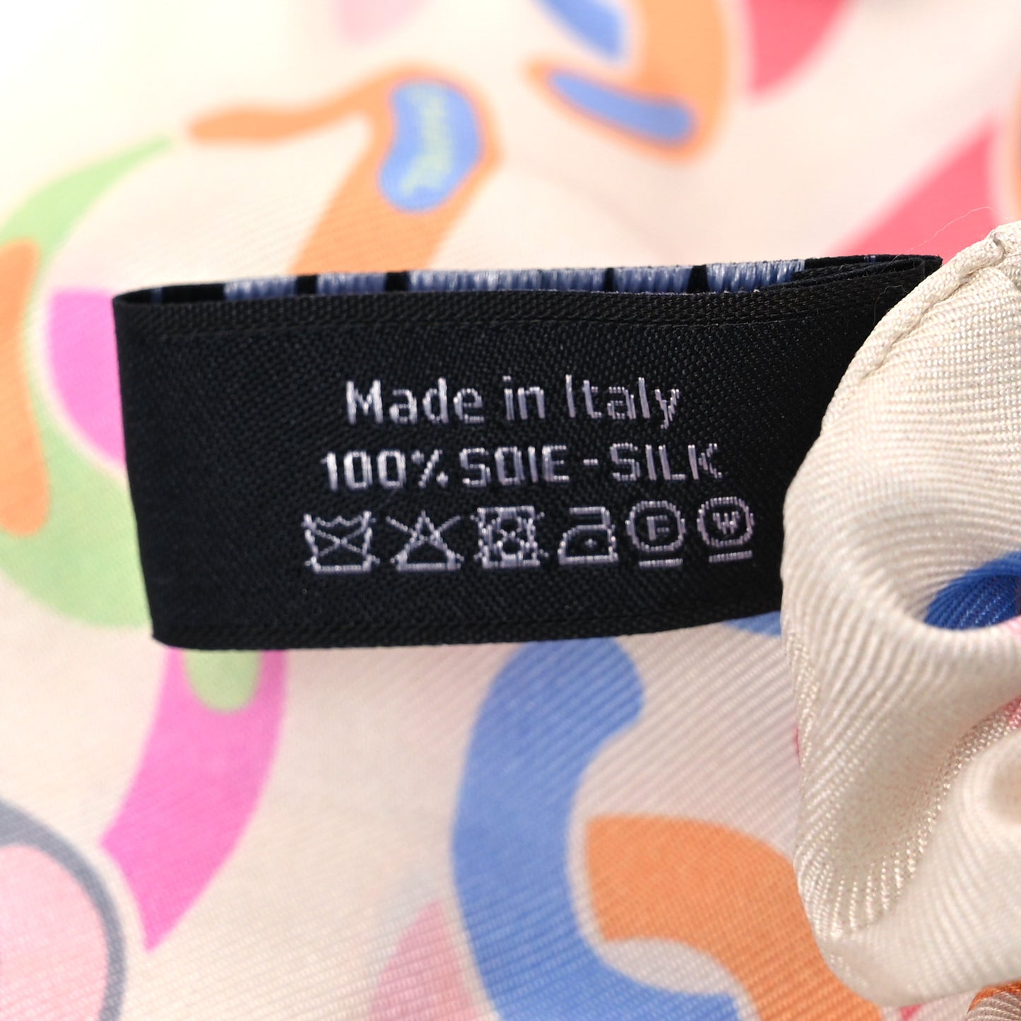 Silk CC Twilly Hair Tie White Multicolor