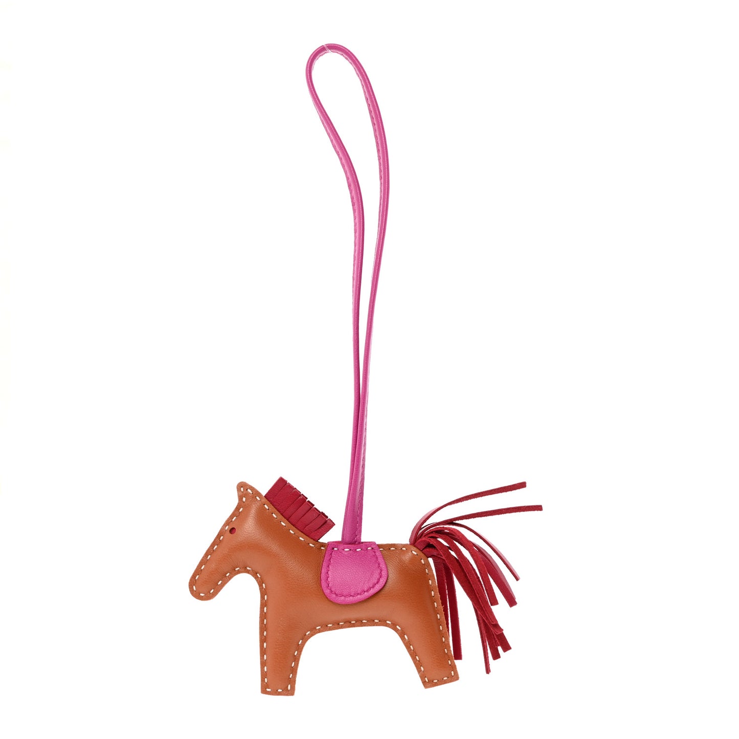 Milo Lambskin Grigri Rodeo Horse Bag Charm PM Gold Rose Poupre Framboise