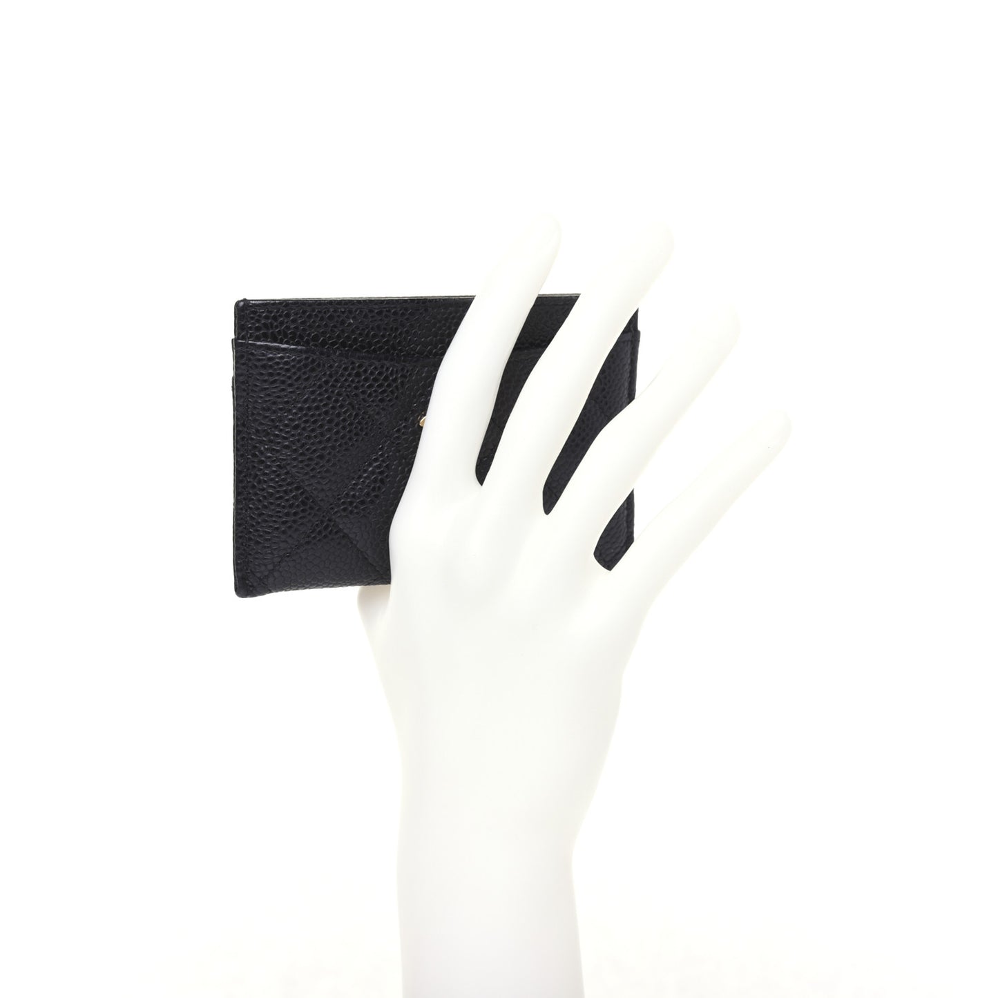 Caviar Quilted Card Holder Black