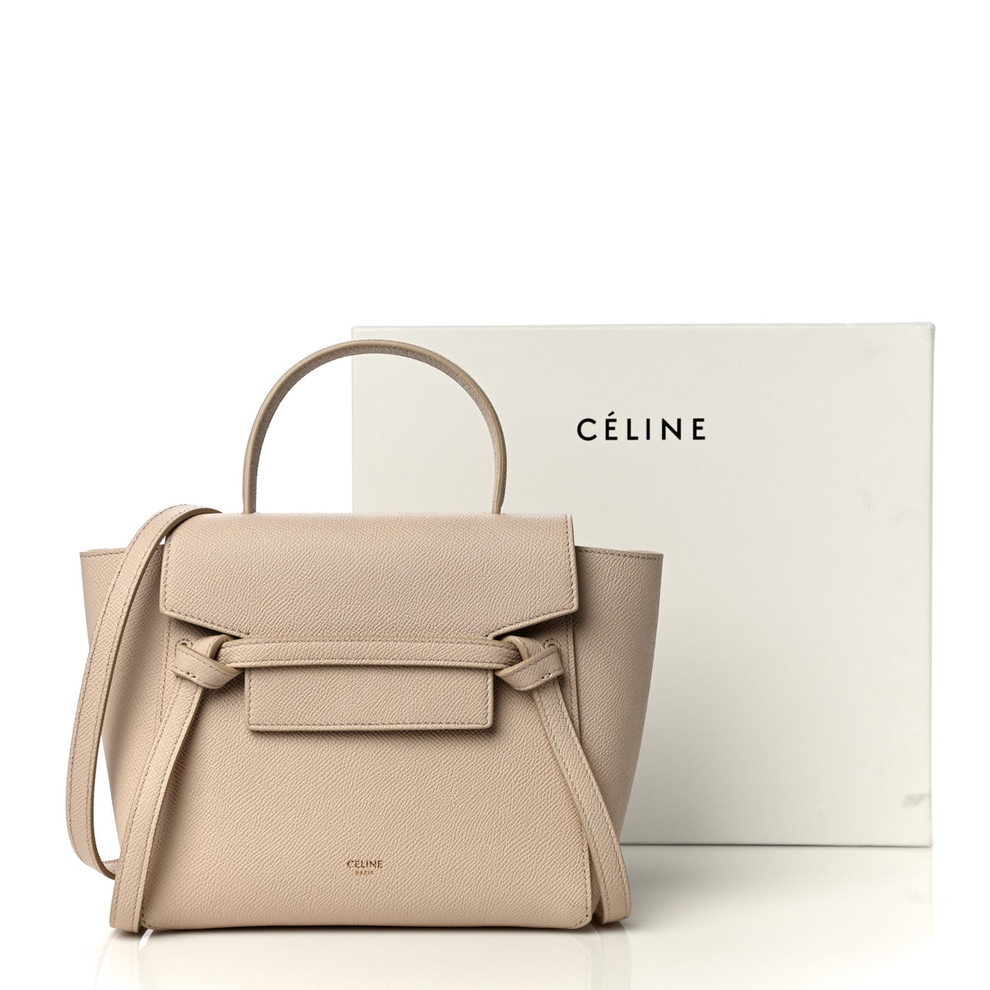 Grained Calfskin Nano Belt Bag Powder