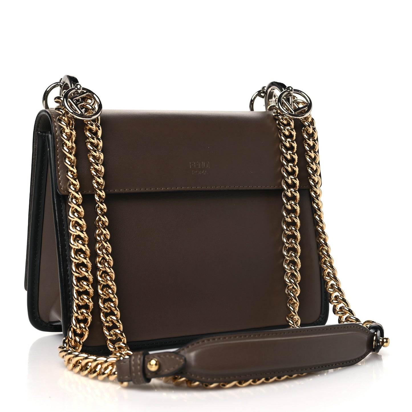 Vitello Century F is Fendi Bi-Color FF 1974 Embossed Small Kan I Shoulder Bag Maya Black