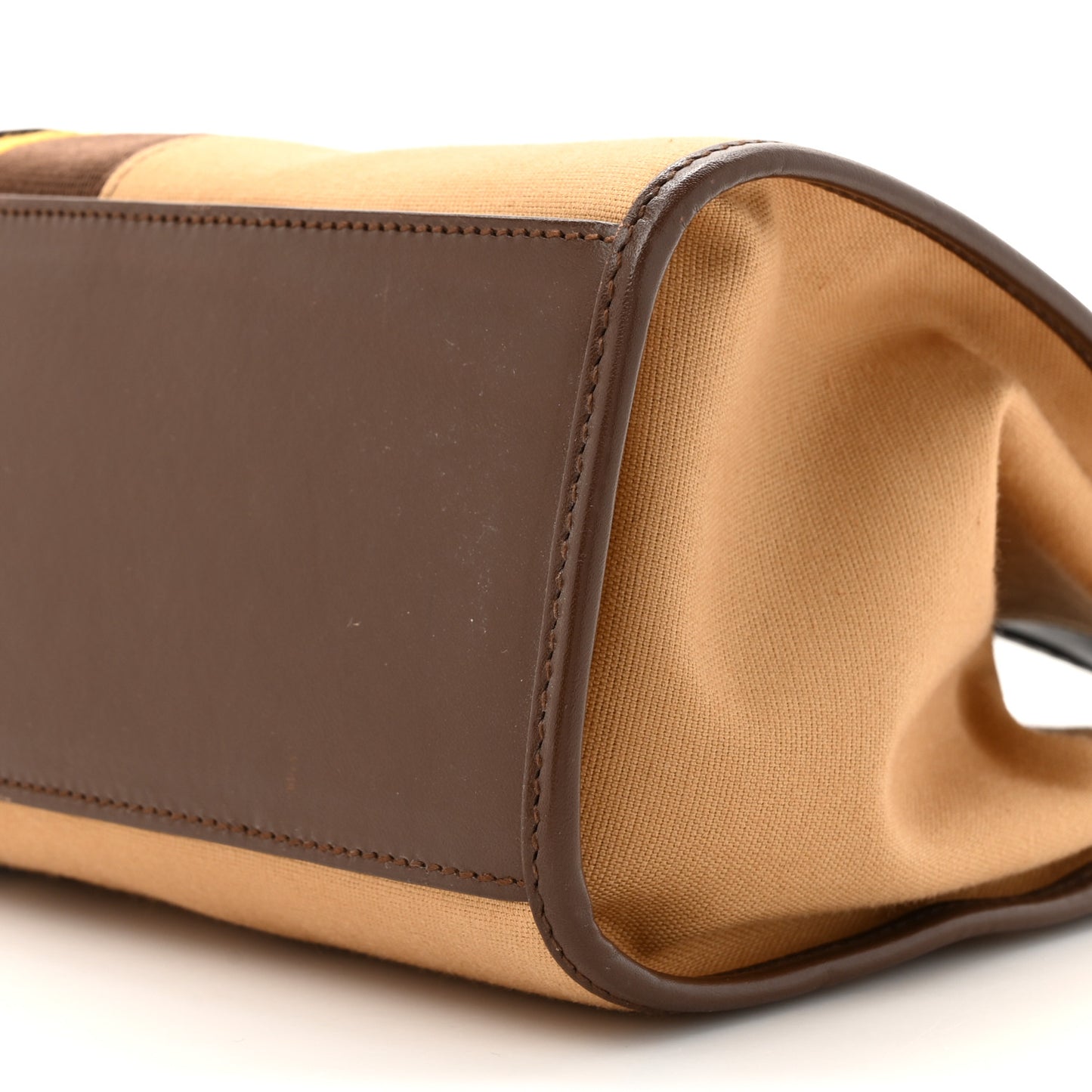 Canvas Web Bardot Shoulder Bag Brown Beige Yellow