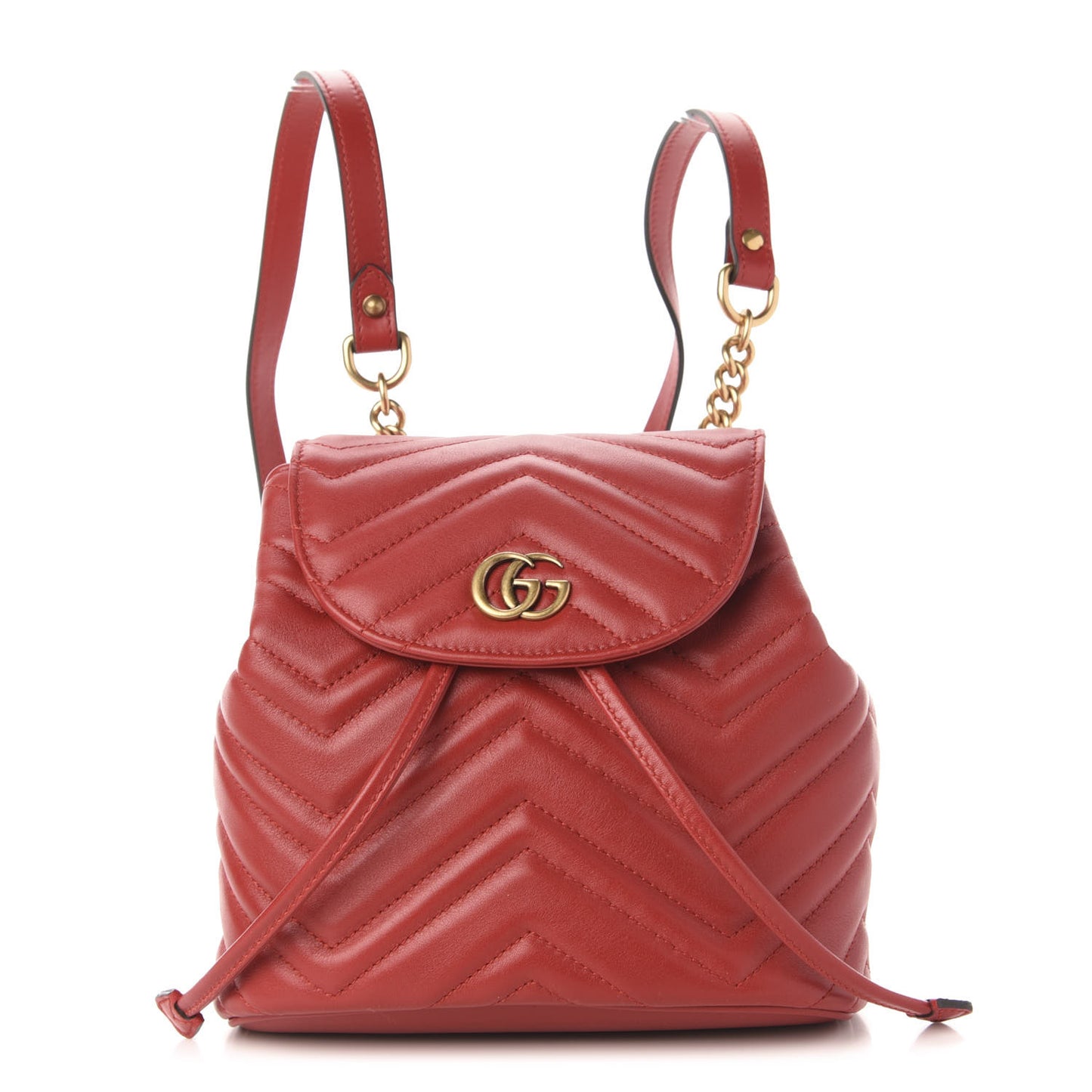 Calfskin Matelasse GG Marmont Flap Backpack Hibiscus Red