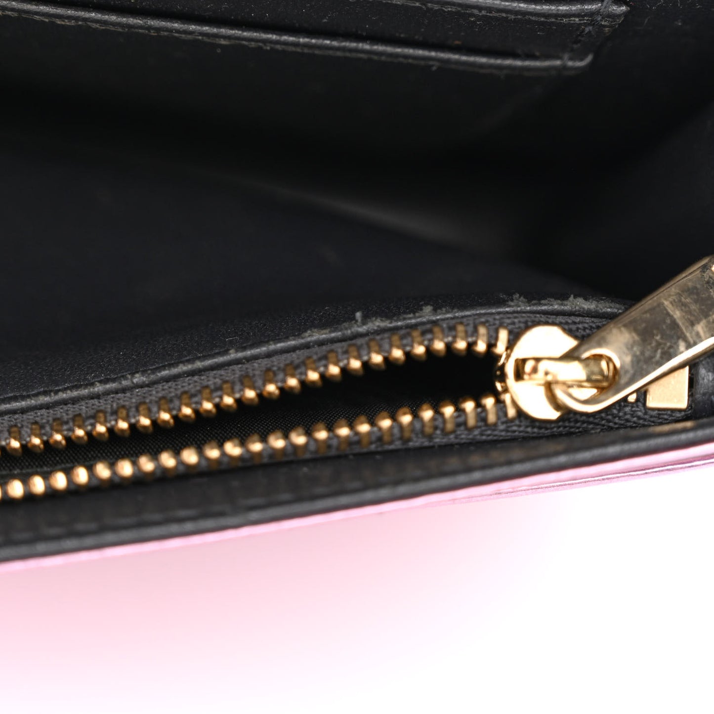 Metallic Patent Micro-Cannage Diorama Wallet on Chain Pouch Pink