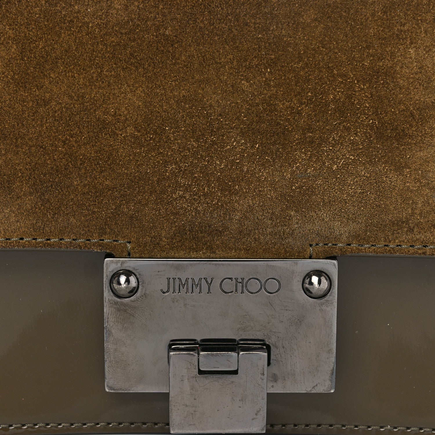 Jimmy Choo Suede Patent Mini Rebel Crossbody Brown 8 of 16