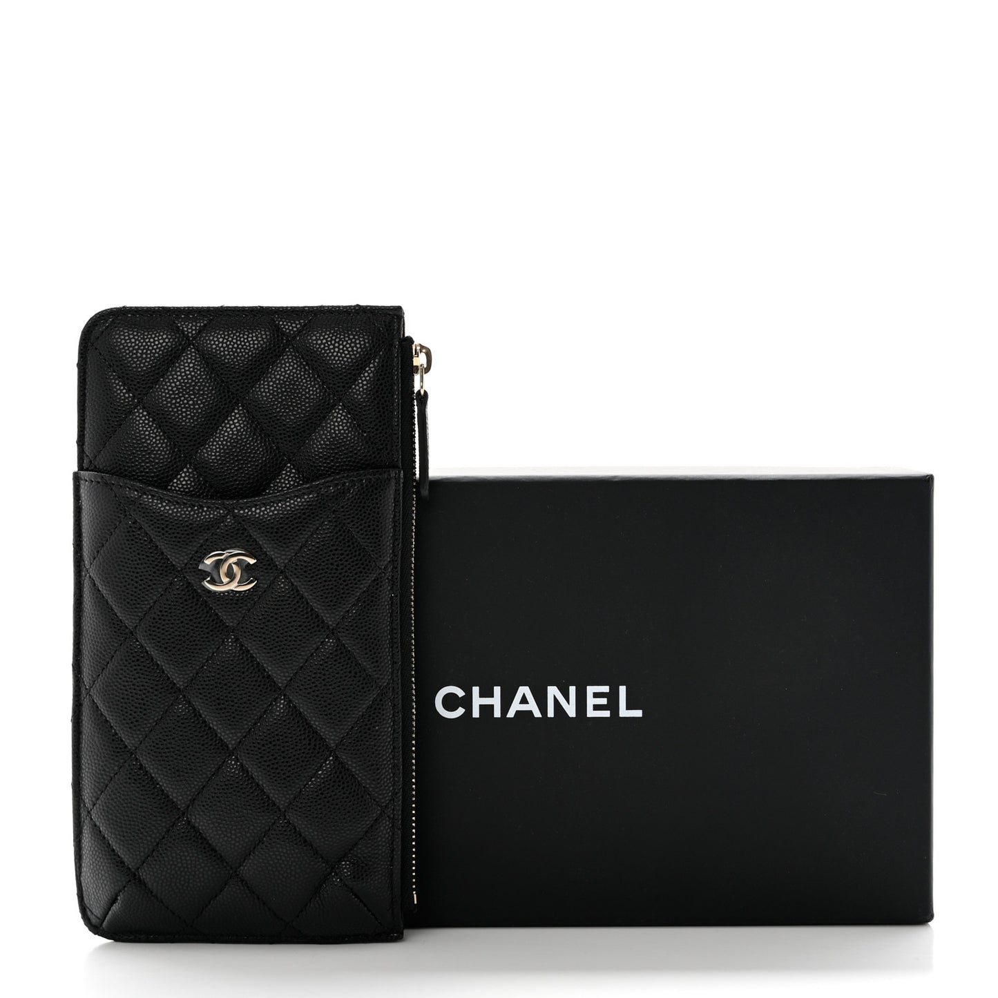 Caviar Quilted Classic iPhone Pouch Black