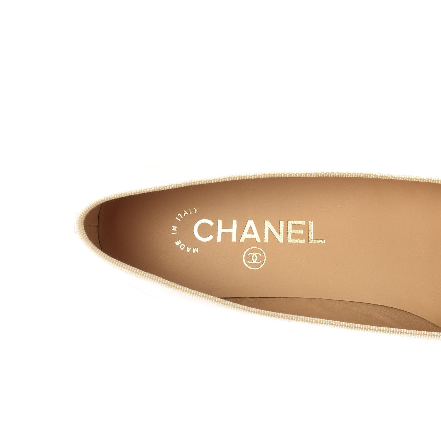 Chanel Lambskin Cap Toe CC Ballerina Flats 39.5 Beige Black 8 of 10