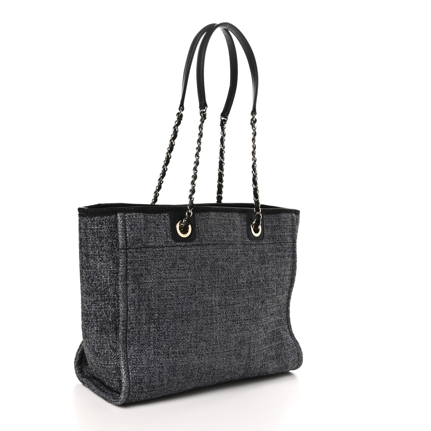 Mixed Fibers Calfskin Small Deauville Tote Blue