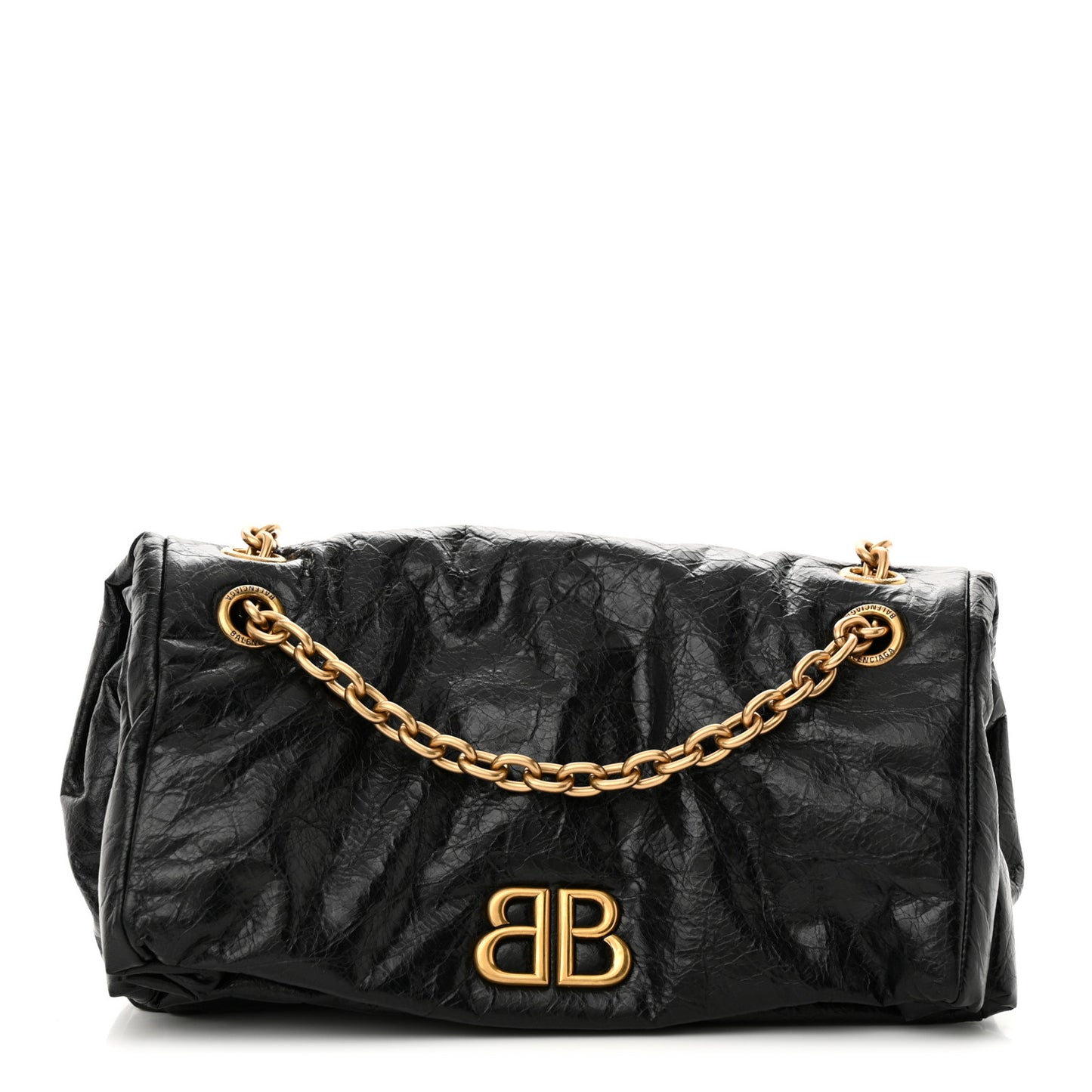 Arena Calfskin Small Monaco Chain Shoulder Bag Black