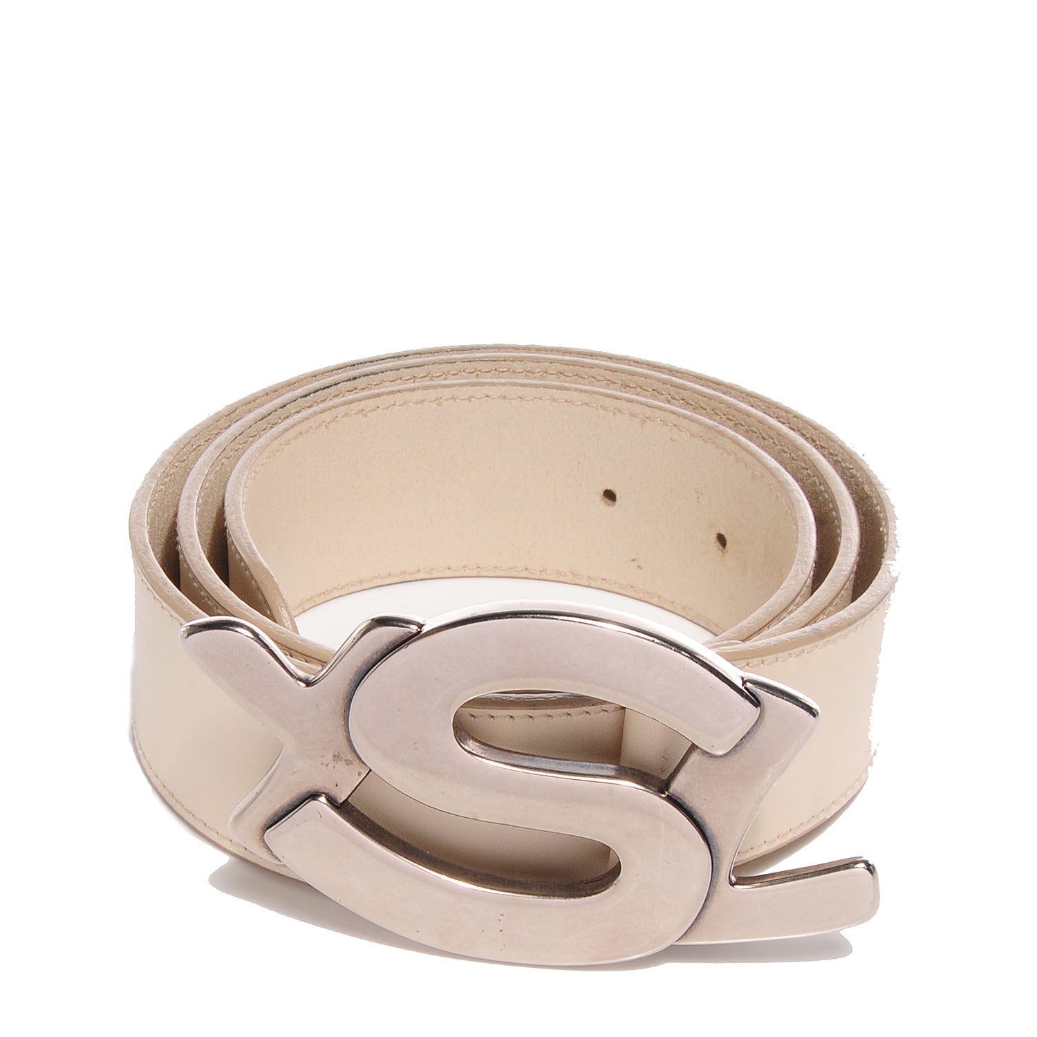 Saint Laurent Leather Belt 85 34 White 84349 – FASHIONPHILE