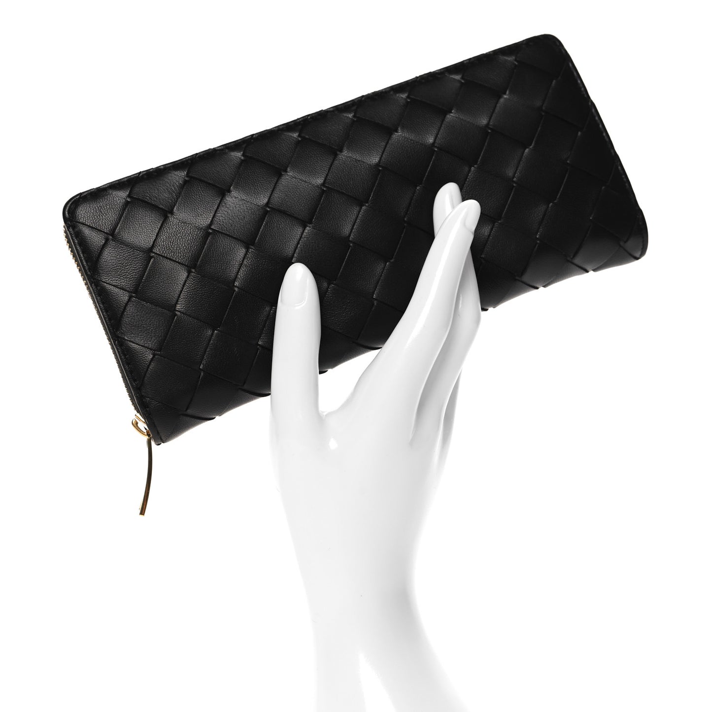 Nappa Intrecciato Zip Around Wallet Black