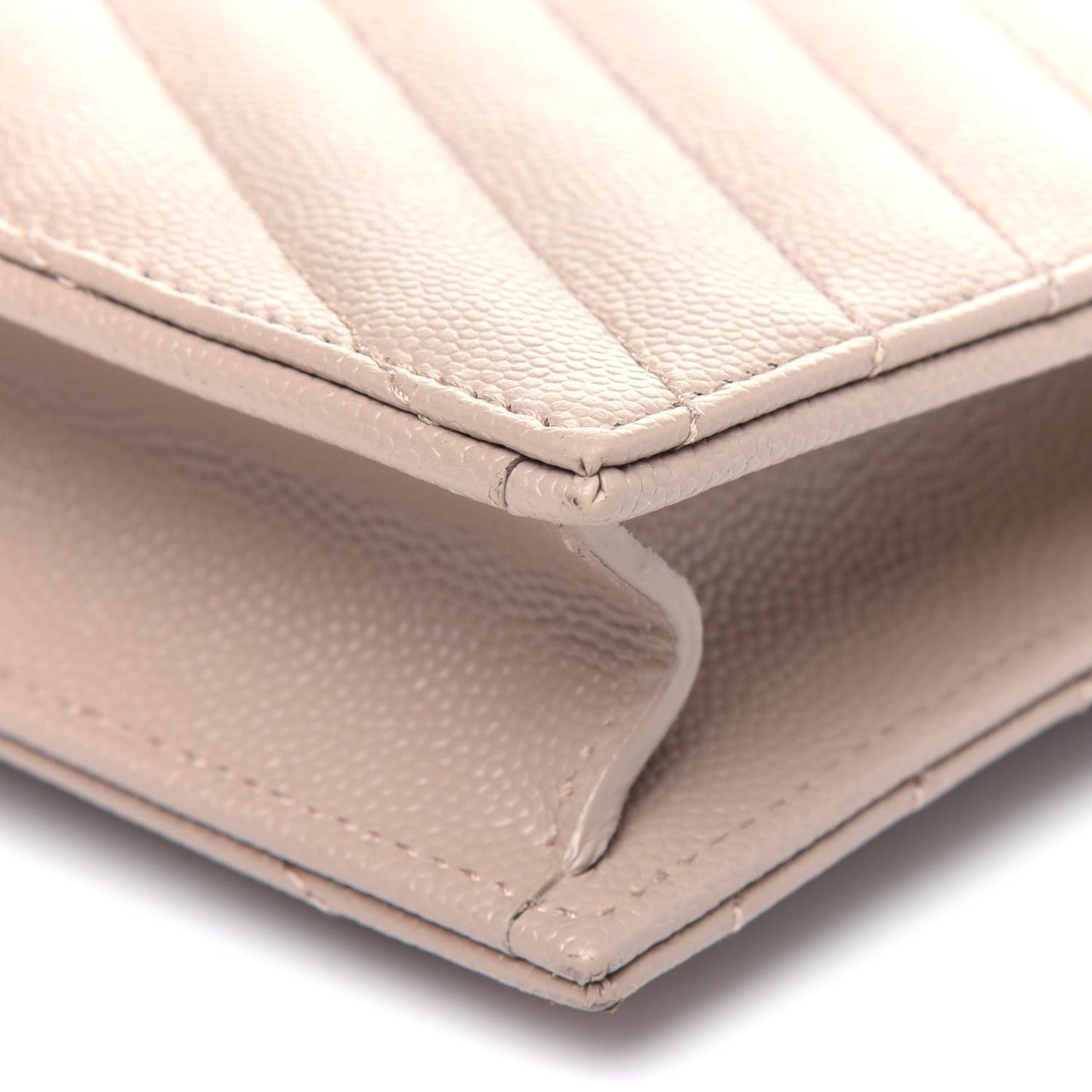 Grain De Poudre Matelasse Chevron Monogram Envelope Chain Wallet Dark Beige