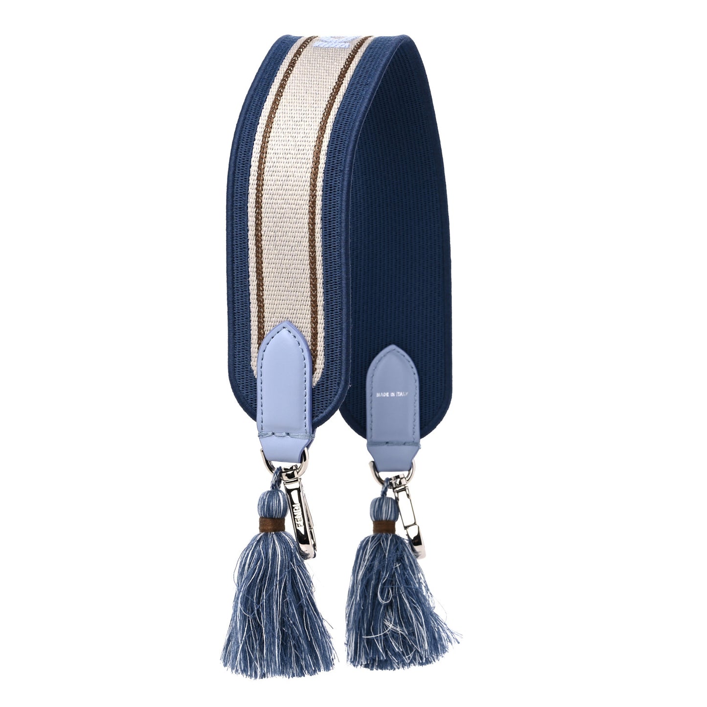 Canvas Calfskin Tassel Strap You Blue Multicolor