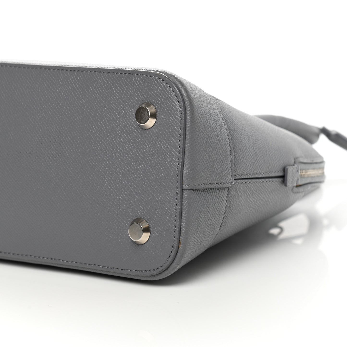 Grained Calfskin S Ville Top Handle Bag Gris Glace