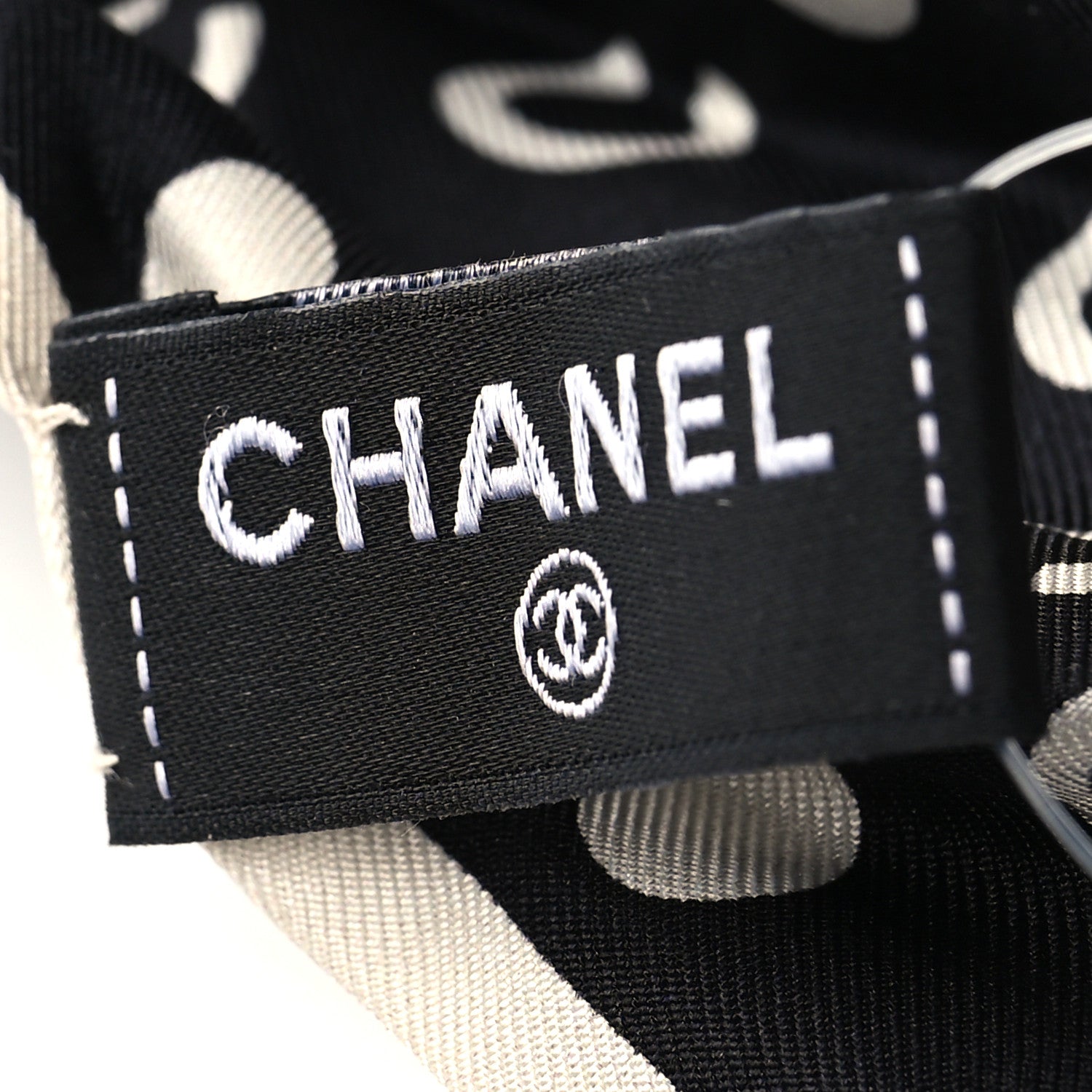 Chanel Silk CC Twilly Hair Tie Black White 3 of 3