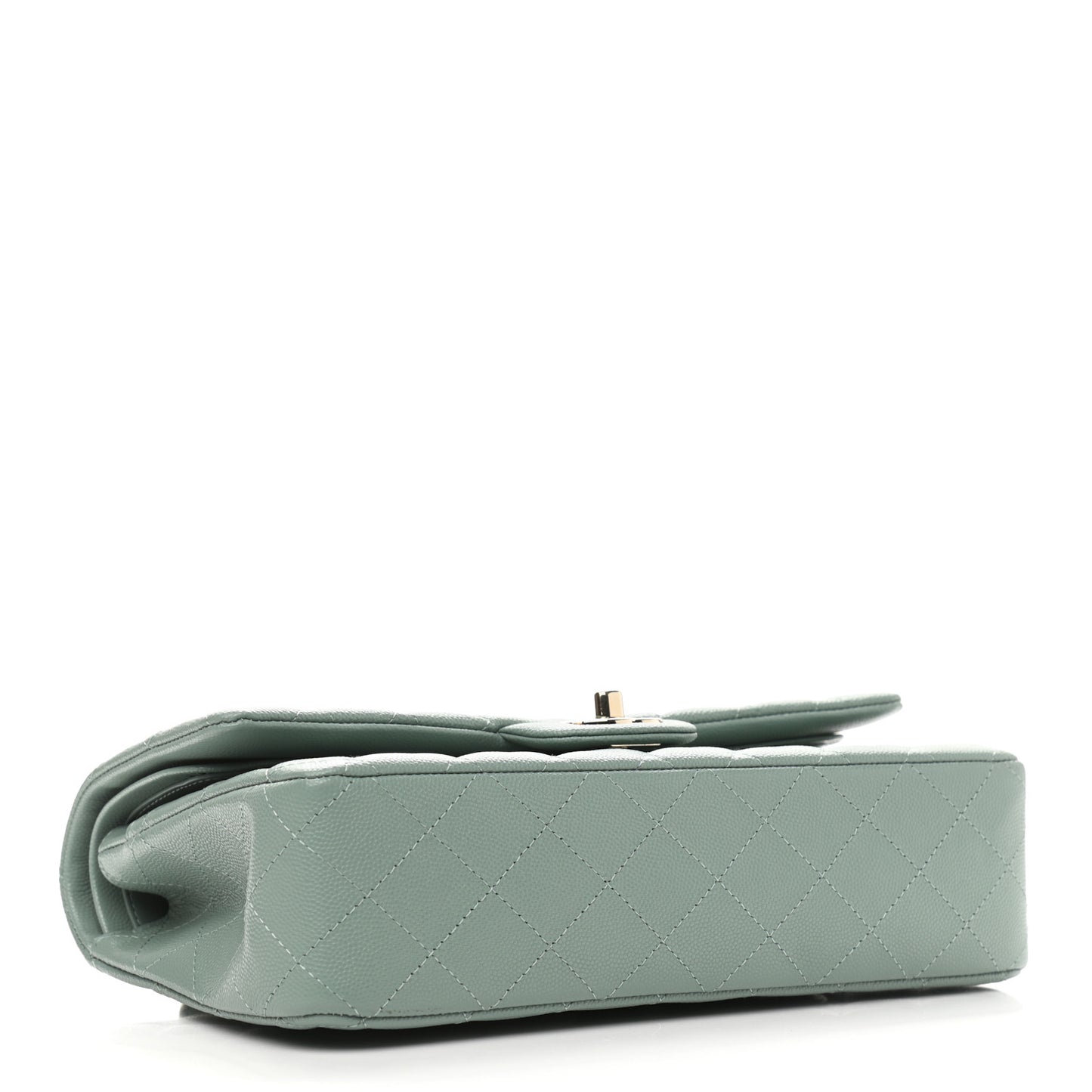 Caviar Quilted Medium Double Flap Green
