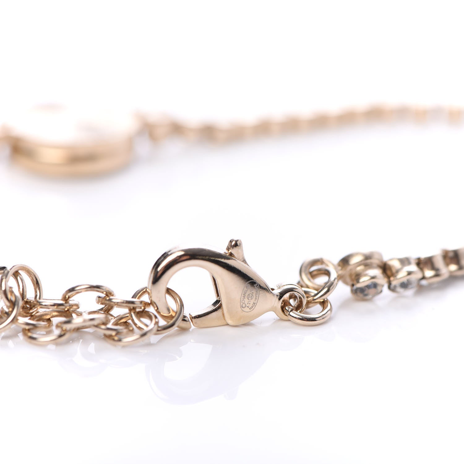 Chanel Crystal CC Chain Short Necklace Gold 5 of 6