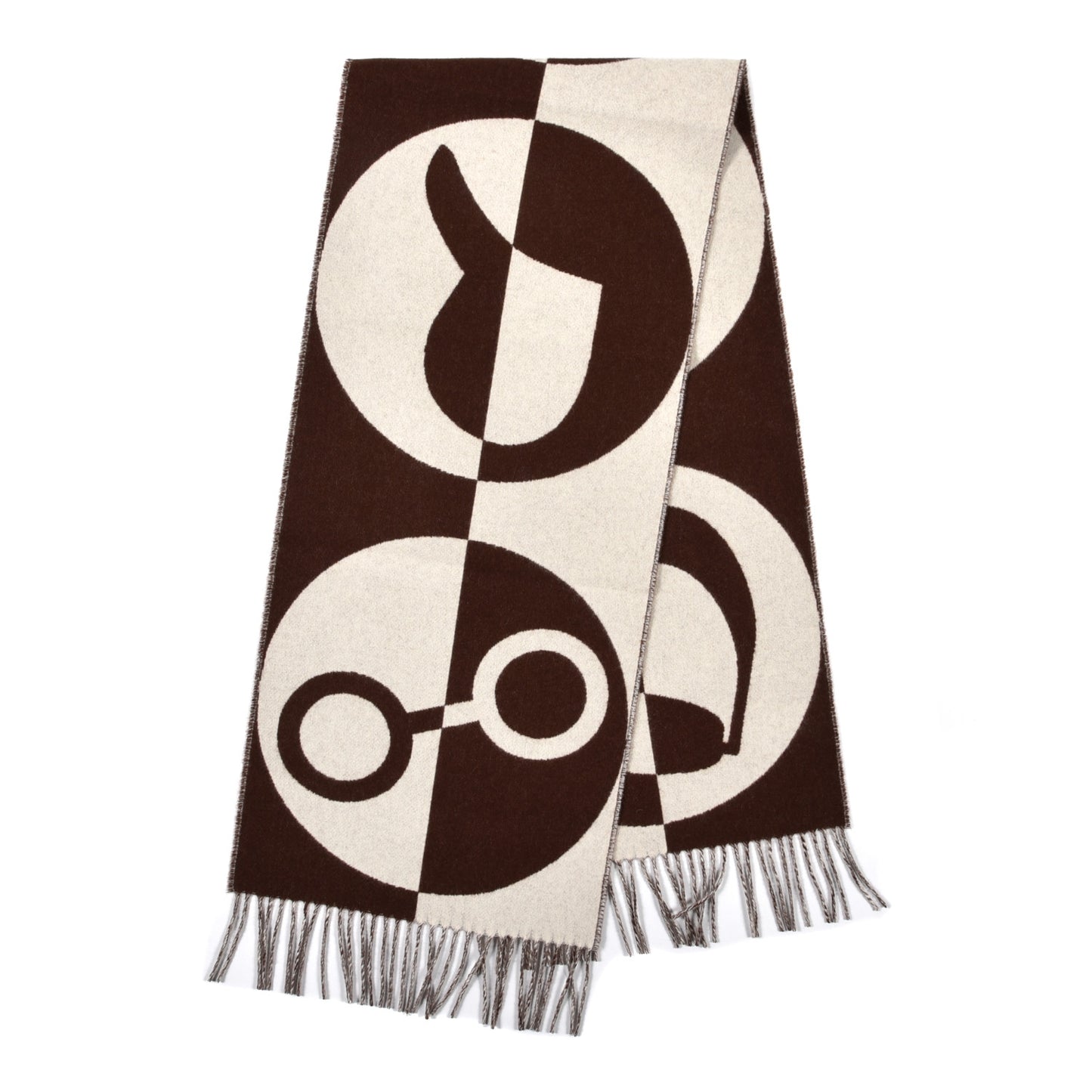 Cashmere Casaque Charms Muffler Brun Chocolat Ivoire