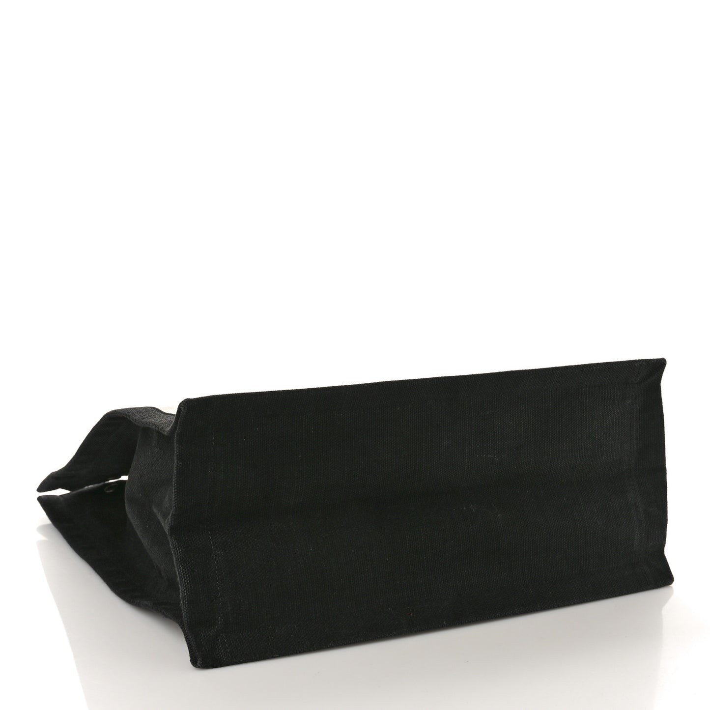 Linen Calfskin Rive Gauche North South Tote White Black