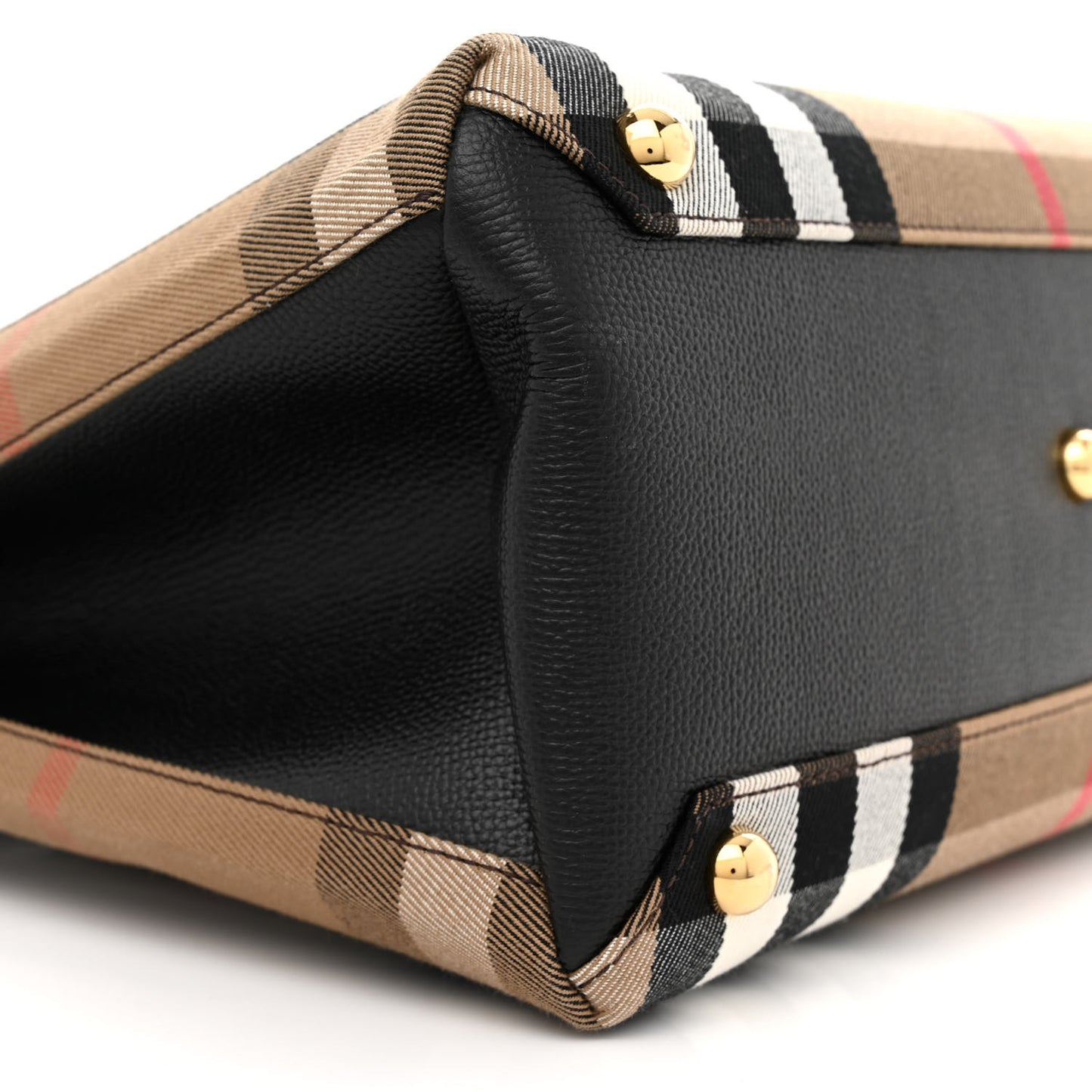 House Check Grainy Calfskin Medium Banner Tote Black