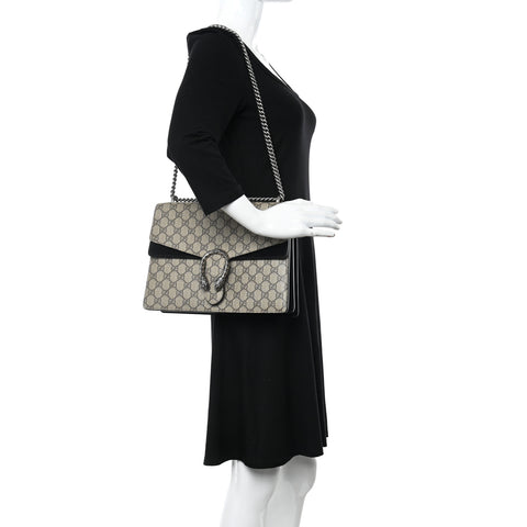 GG Supreme Monogram Medium Dionysus Shoulder Bag Black
