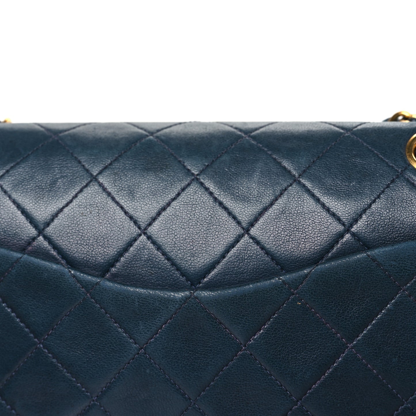 Lambskin Quilted Medium Double Flap Navy