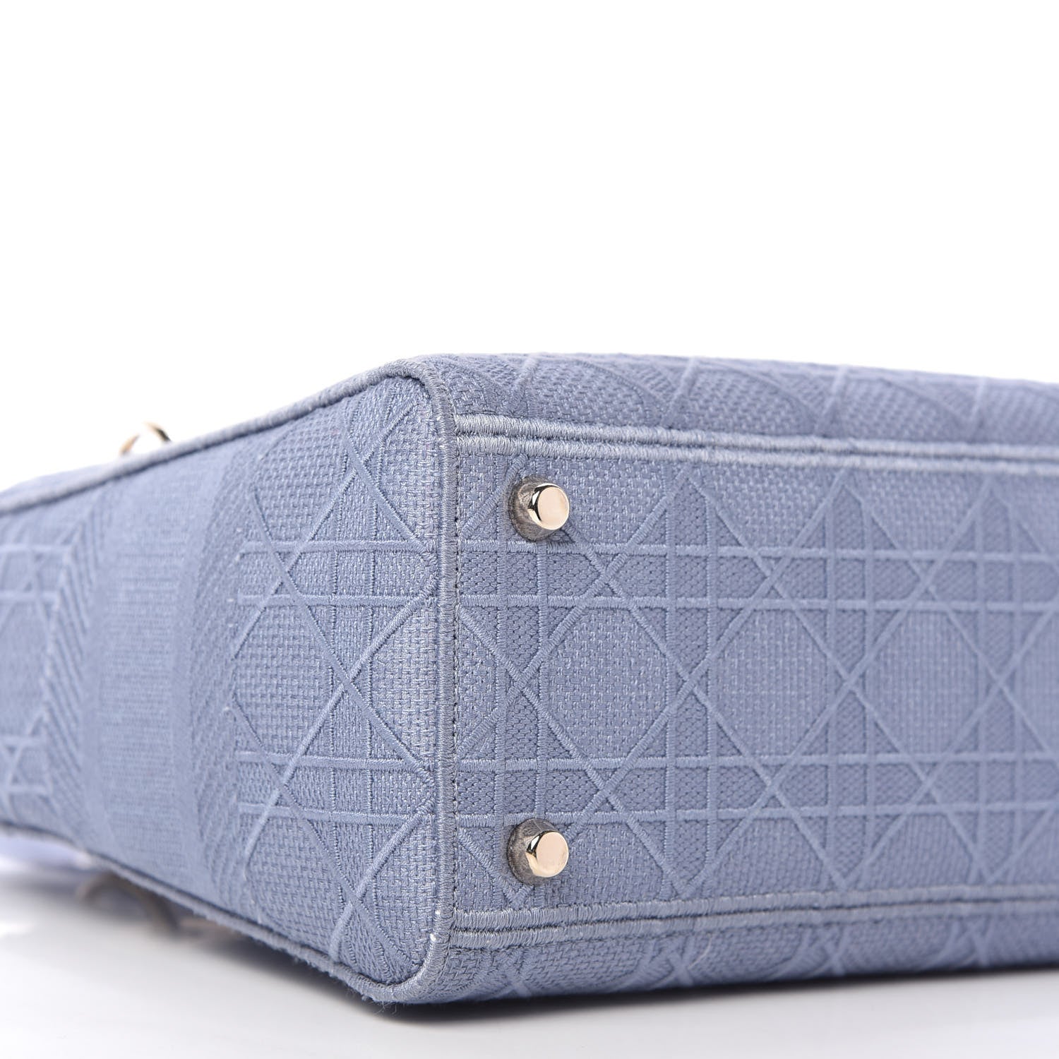 Christian Dior Canvas Embroidered Cannage Medium Lady D-Lite Blue 6 of 10