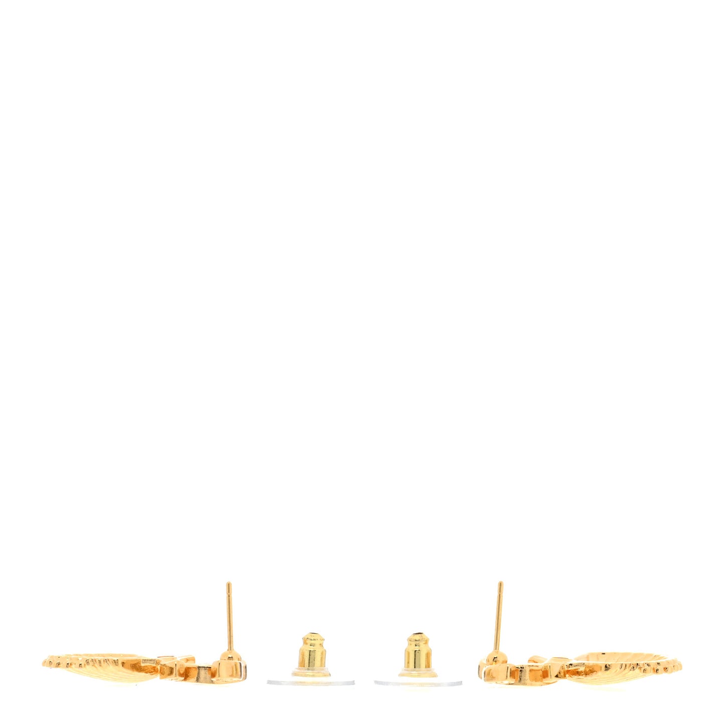 Crystal CC Shell Earrings Gold Pink