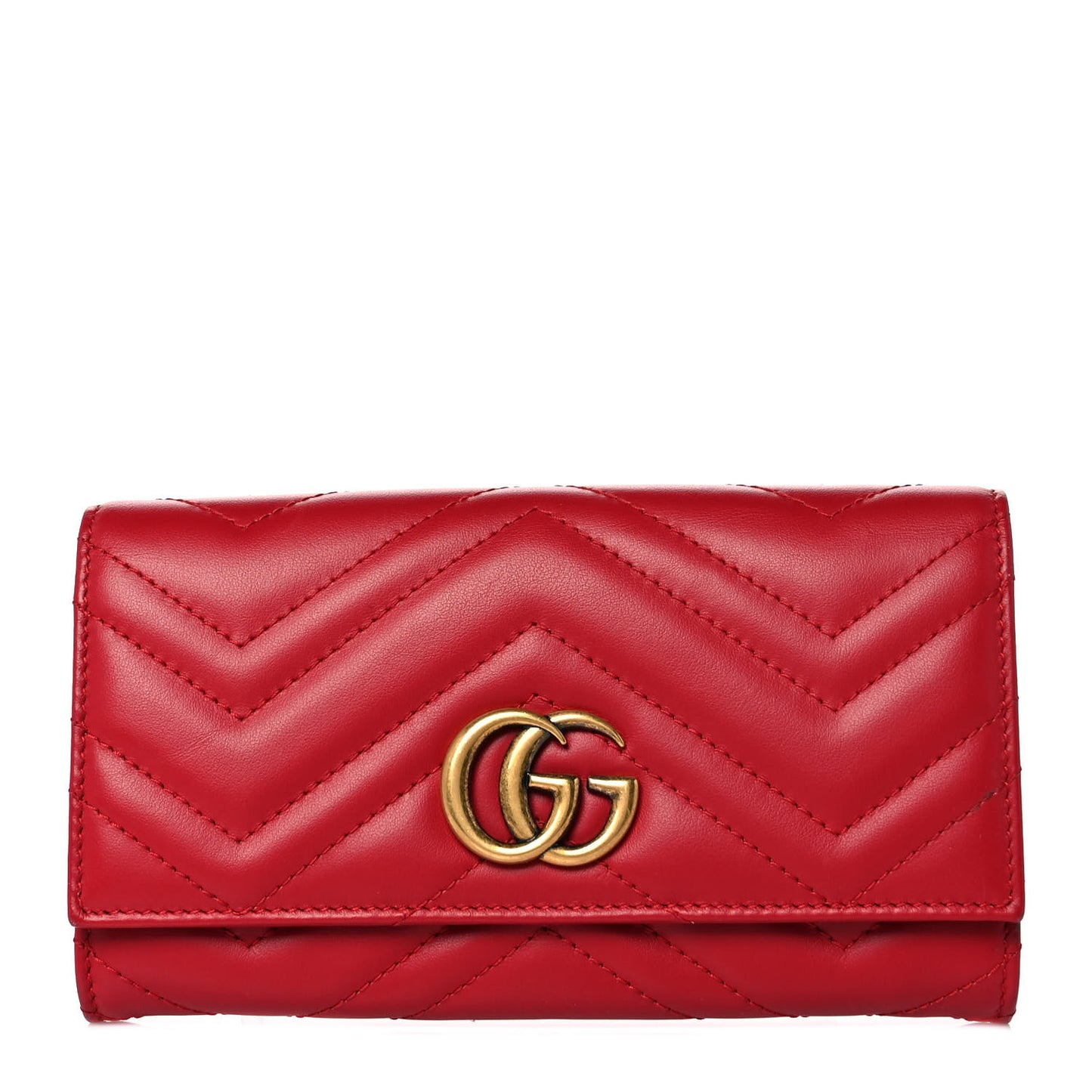 Calfskin Matelasse GG Marmont Continental Wallet Hibiscus Red