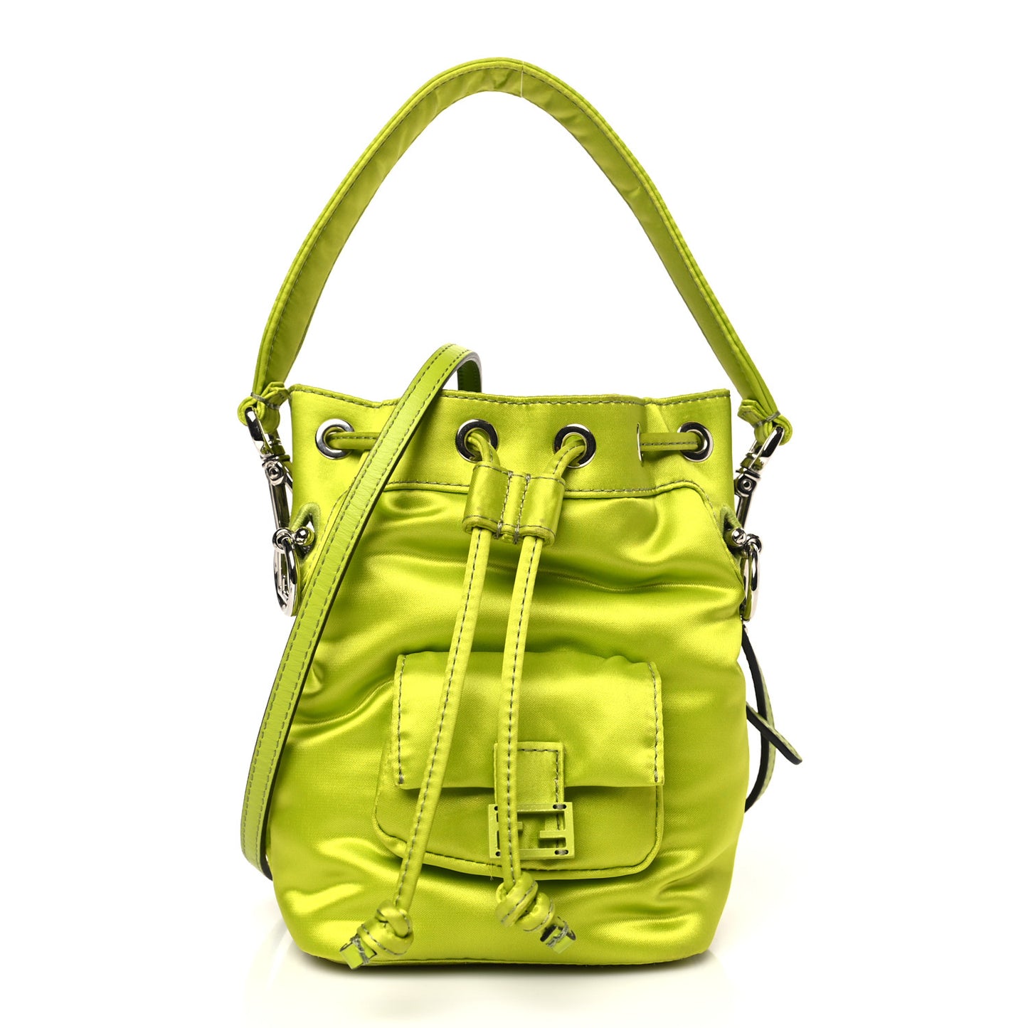 Nylon Ninfa Vitello King Cuoio Mini Mon Tresor Bucket Bag Wasabi