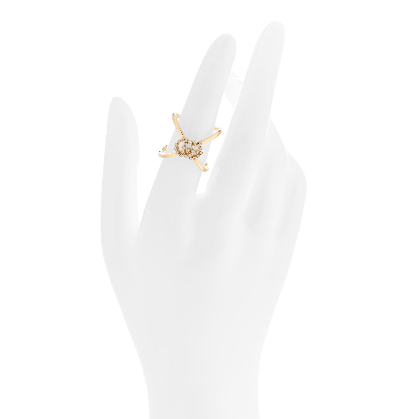 18K Yellow Gold Diamond Running G Cross Ring 53 6.25