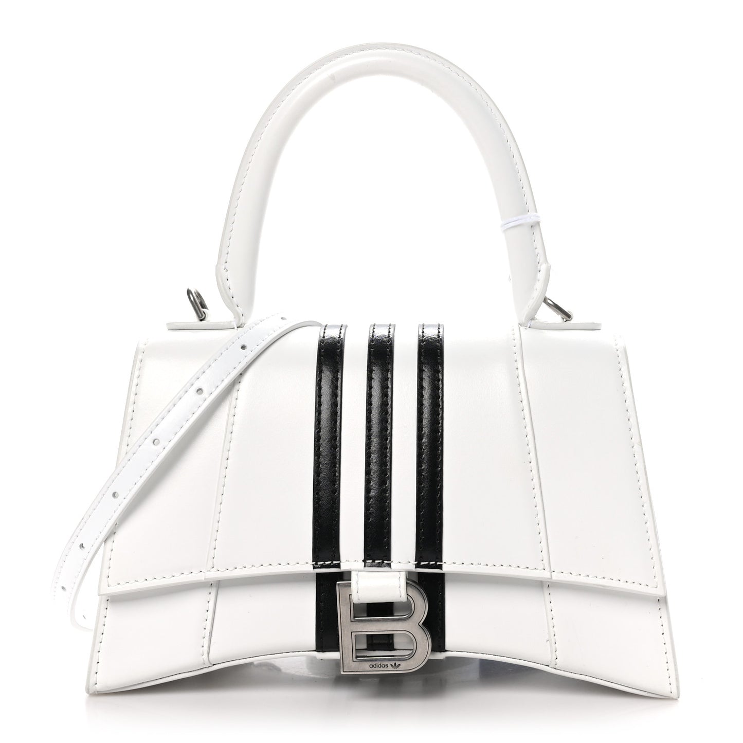 X ADIDAS Shiny Box Calfskin Hourglass Top Handle Bag XS Off White