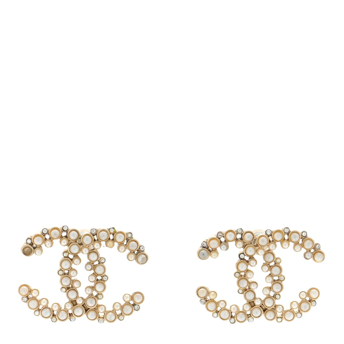 Pearl Crystal Snow Splash CC Earrings Gold