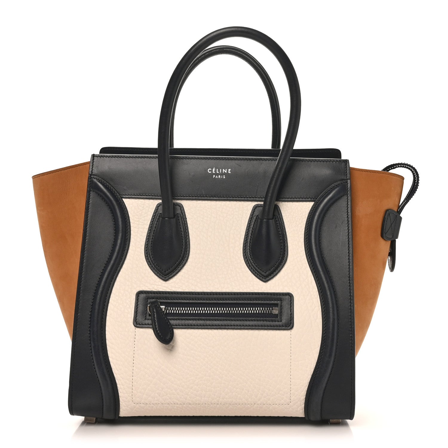 Celine Baby Grained Calfskin Nubuck Micro Tri-Color Luggage White