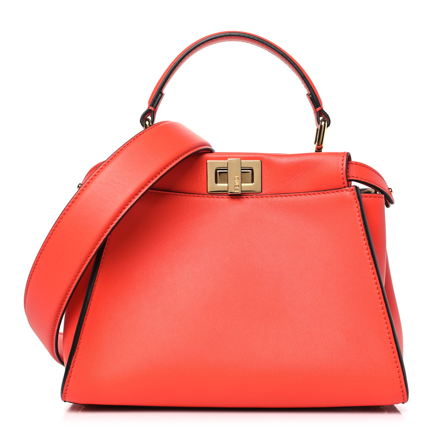 Fendi Vitello Seta Suede FF Mini Peekaboo Iconic Satchel Tulipano