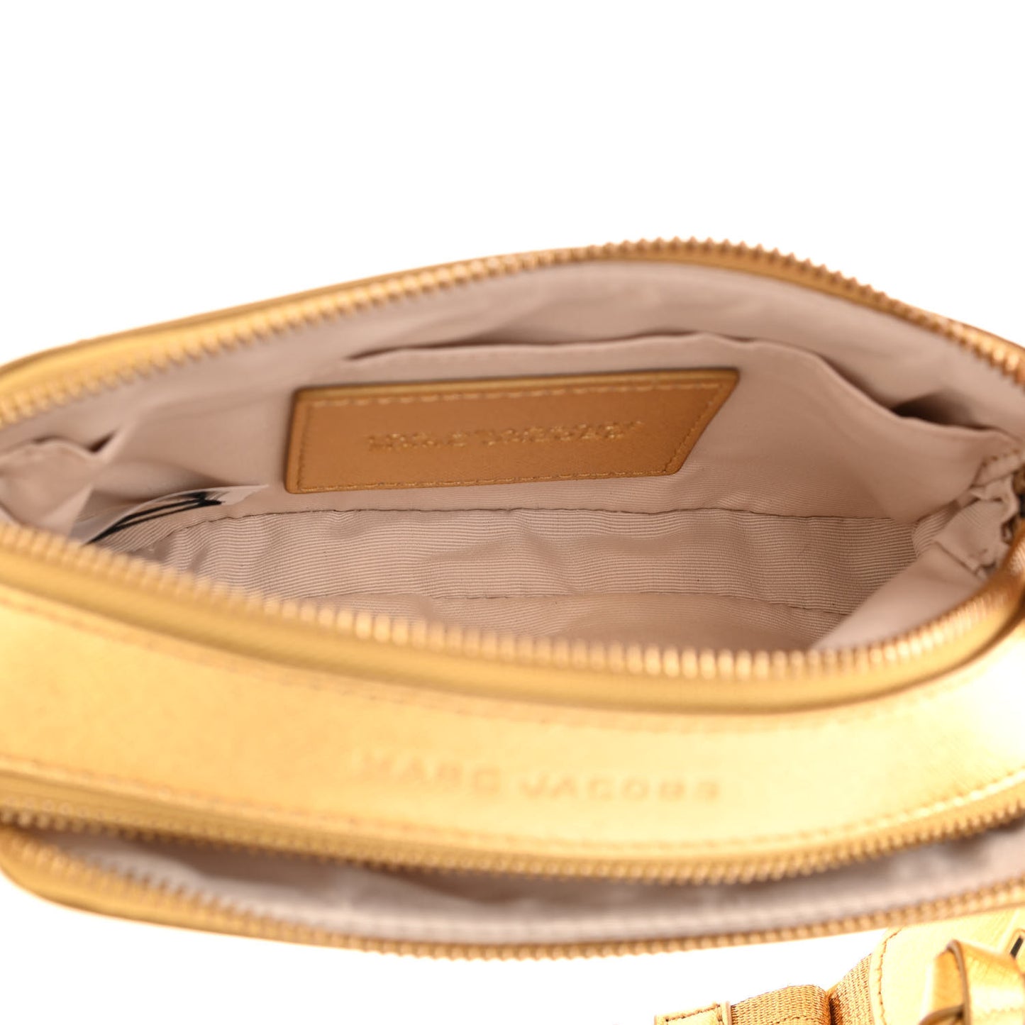 Metallic Saffiano Small Snapshot Camera Bag Gold
