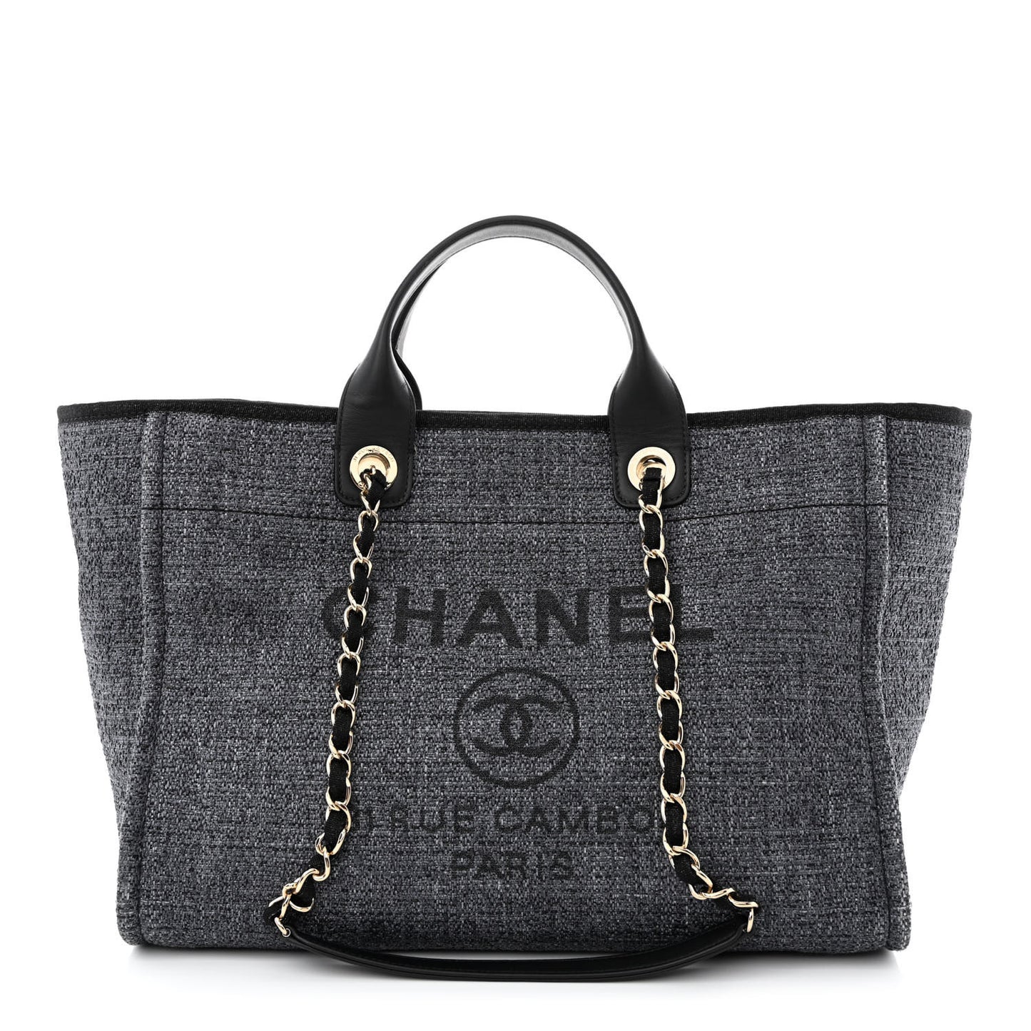 Lurex Boucle Medium Deauville Tote Black