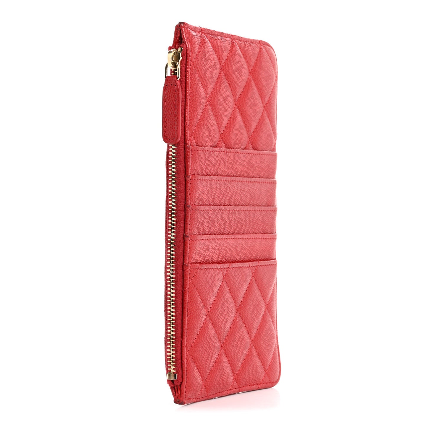 Caviar Quilted Classic Flat Wallet Pouch Red
