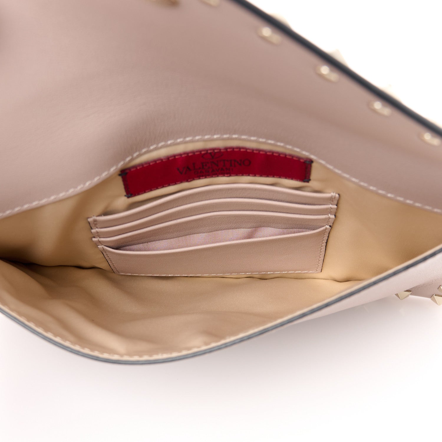 Valentino Garavani Vitello Medium Rockstud Envelope Flat Wristlet Pouch Poudre 5 of 9