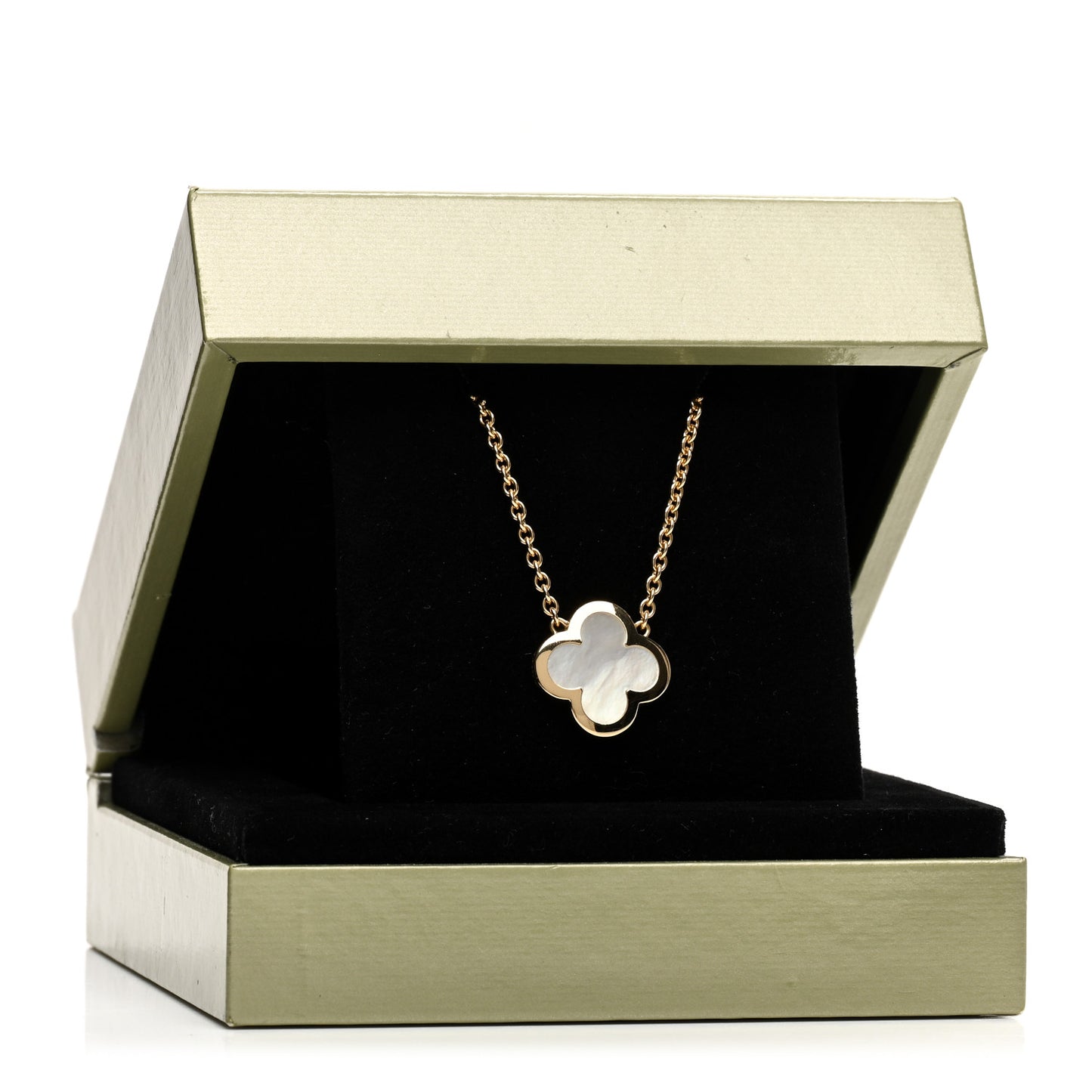 18K Yellow Gold Mother of Pearl Pure Alhambra Pendant Necklace
