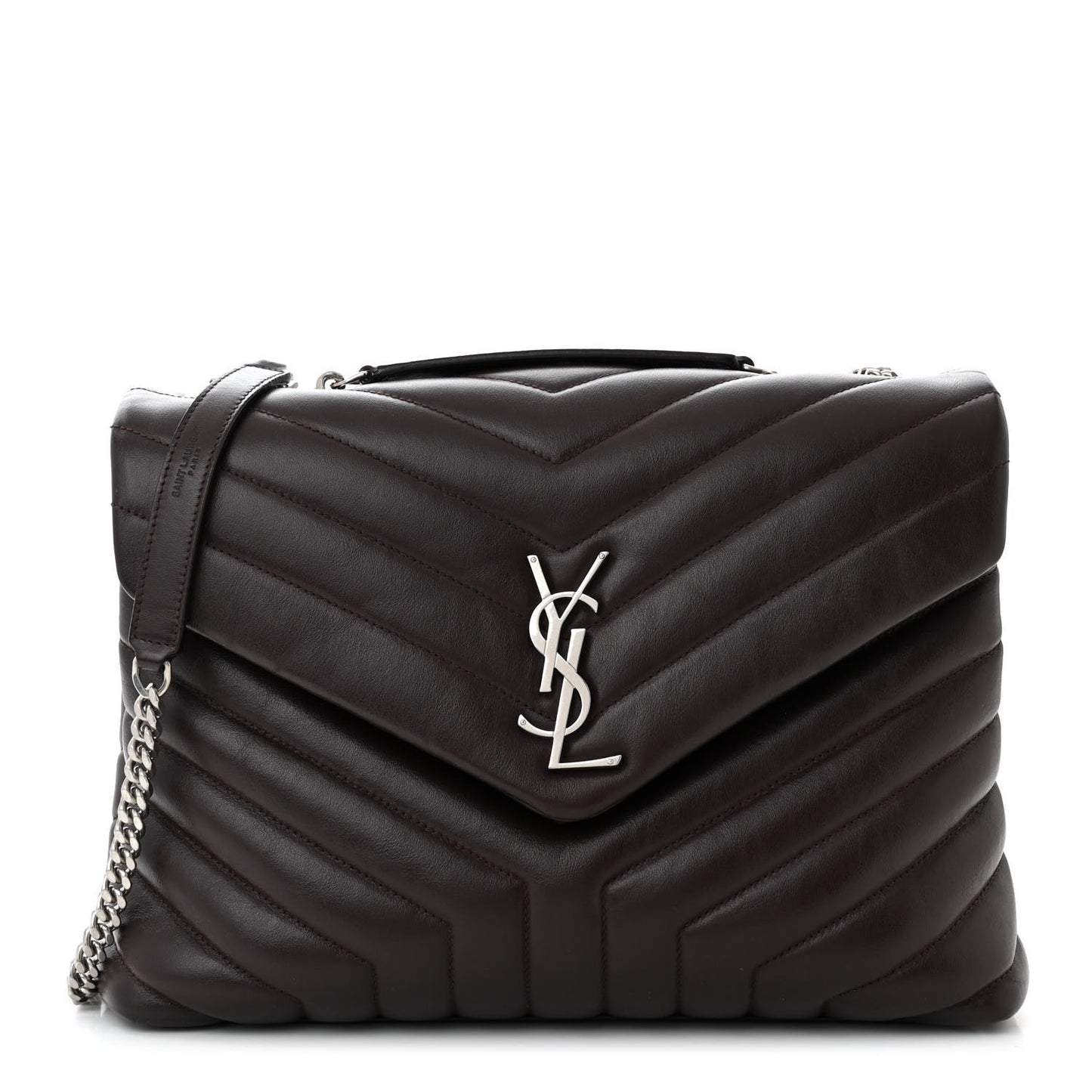 Calfskin Y Quilted Monogram Medium Loulou Chain Satchel Amaranto