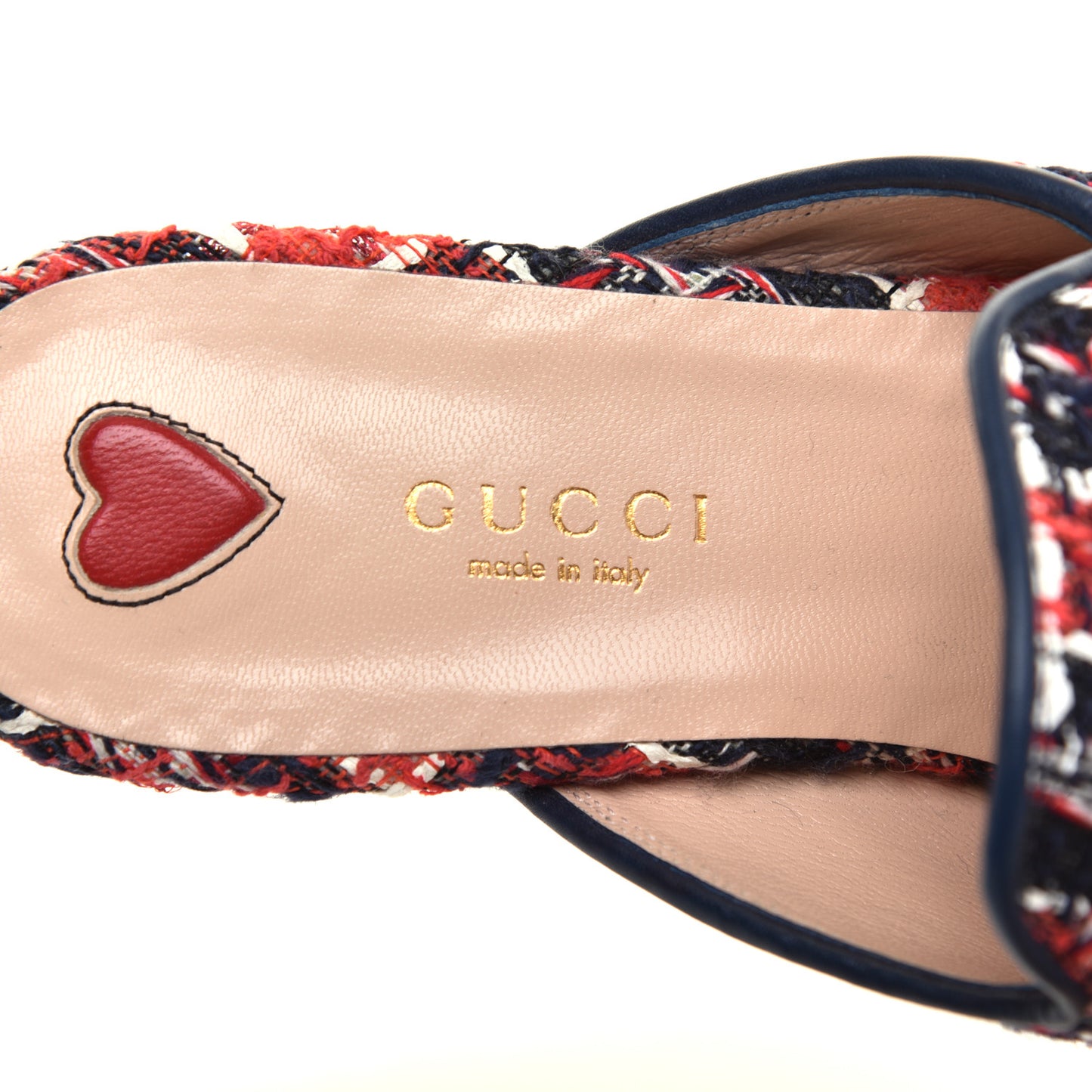 Tweed Check Womens Princetown Slippers 37 Hibiscus Red Royal Blue
