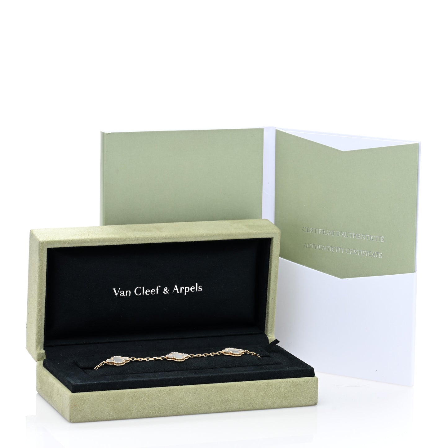18K Yellow Gold Mother of Pearl 5 Motifs Vintage Alhambra Bracelet