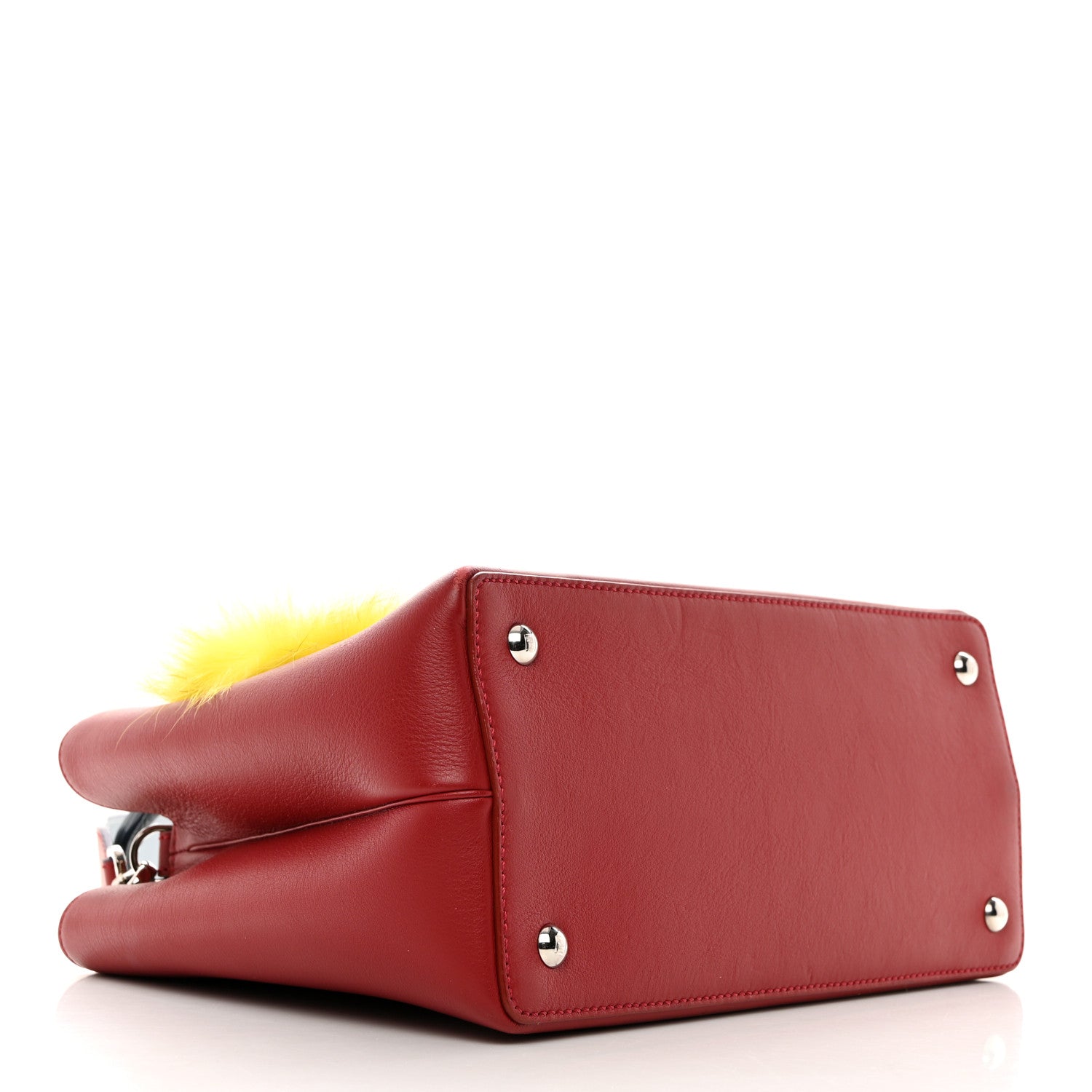 Fendi Vitello Dolce Fox Mink Crystal Bi-Color Monster Mirror Charm Petite 2Jours Tote Ribes 4 of 13