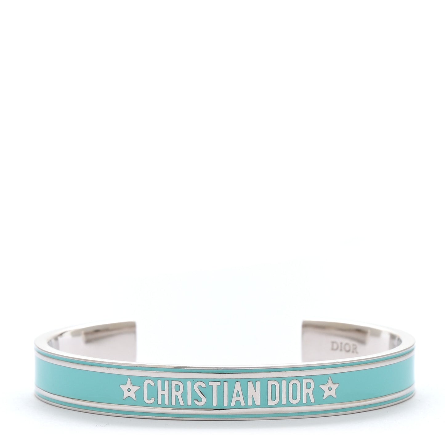 Metal Enamel Code Bangle Bracelet Light Blue Silver