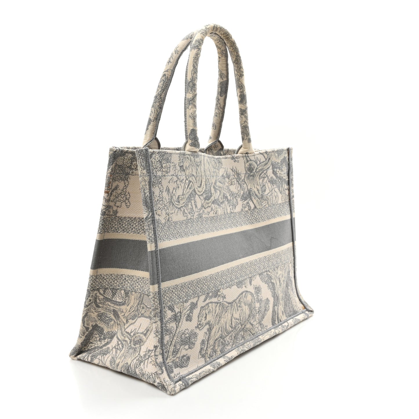 Canvas Embroidered Medium Dioriviera Toile De Jouy Book Tote Gray