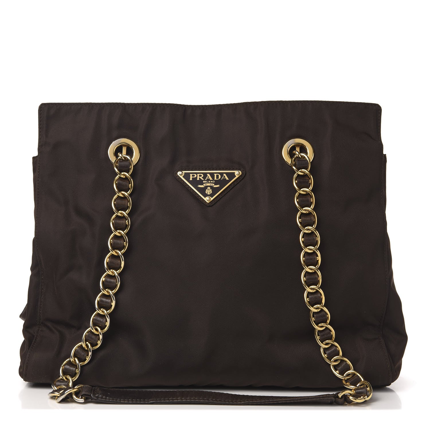 Prada Tessuto Nylon Catena Shoulder Bag Ebano 634048 – FASHIONPHILE