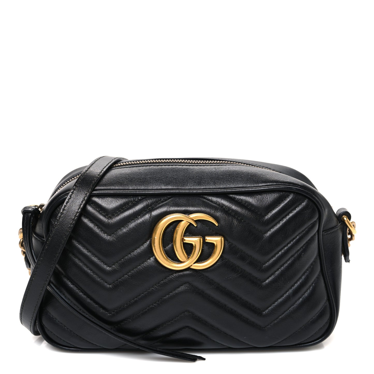 Calfskin Matelasse Small GG Marmont Chain Shoulder Bag Black
